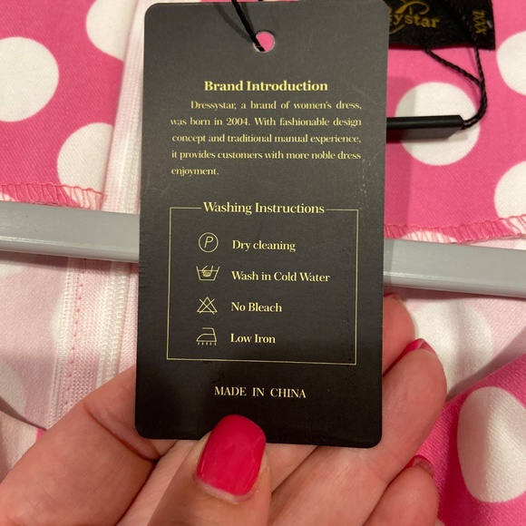 Dressystar Women’s 1950s Rockabilly Cocktail Party Dress Pink Polka Dot XXL - Picture 3 of 10